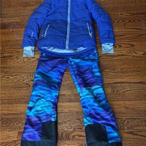 Sunice Purple Winter Ski Jacket (size 10) and Purple, Blue, Black Pants (size 8)
